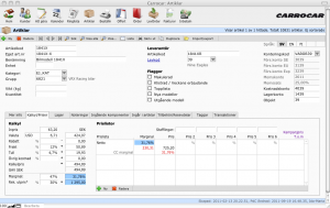 Artikelinmatning i kundanpassat Agera Affärsstöd för Carrocar