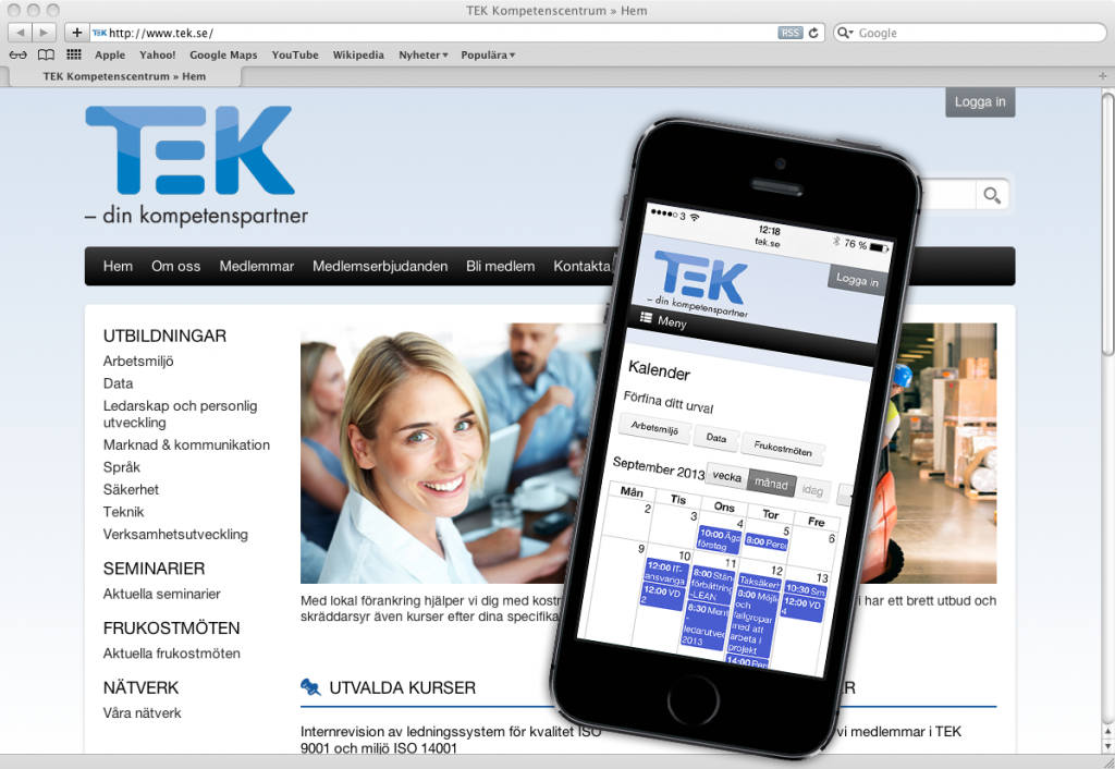 TEK webbsystem med mobilanpassning